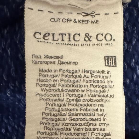 Celtic & Co. Luxe V Neck Jumper Chunky Knit Blue Short Sleeve Sweater Size Med - Picture 6 of 6